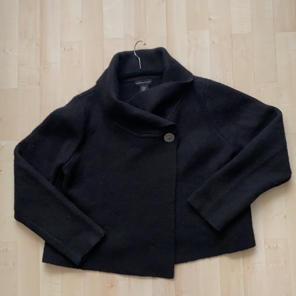 EUC wool cardigan- draped front and collar-1 button closure- Adrienne Vittadini - Picture 1 of 12